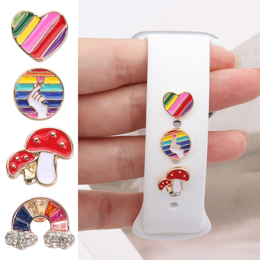 Siliconen band sieraden bedels voor Apple horlogeband/Galaxy horloge 4/klassieke armband metalen decoratie voor iWatch serie 7 6 5 3 se