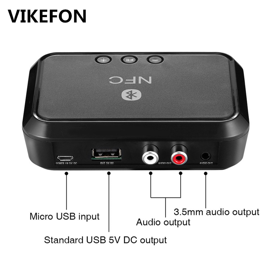 VIKEFON Bluetooth Ontvanger NFC/USB Disk Muziek Lezen Stereo Draadloze Adapter 3.5mm AUX/RCA Auto Speaker Bluetooth audio Ontvanger