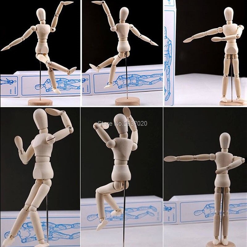 1pc kunstner bevægelige lemmer mandlig træfigur model mannequin kunst klasse skitse