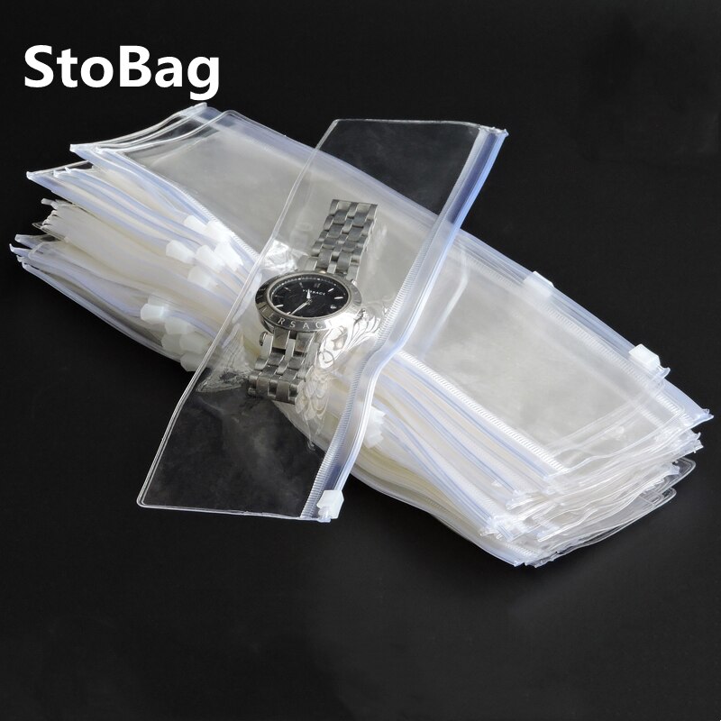 StoBag 50 stücke Lange Hohe Klar Kunststoff PVC Schmuck Postleitzahl-sperren Taschen Wasserdichte Staubdicht Batterie Ohrring Perlen Verpackung Lagerung Taschen