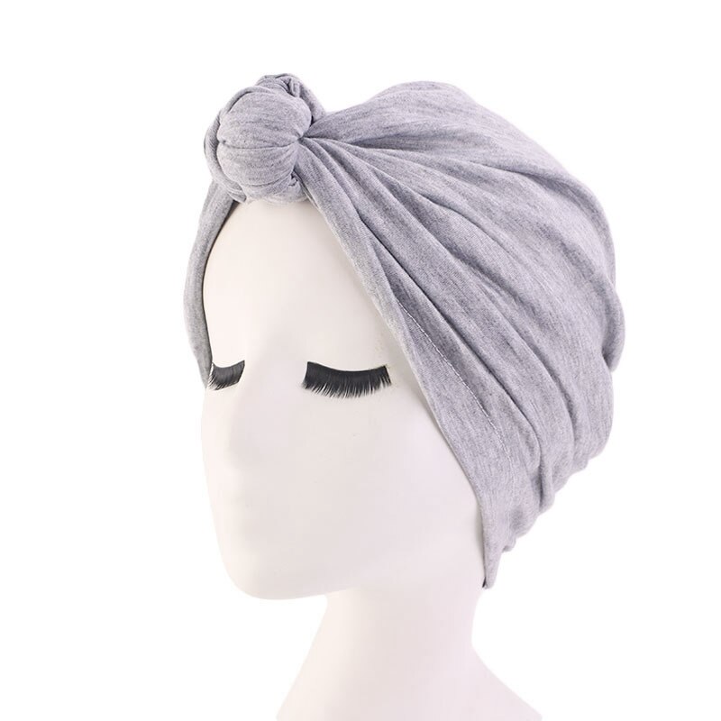 58cm hårstyling caps slips turban hat boheme top knude turban afrikansk twist cap headwrap dame kvinder hår nat tilbehør: Grå