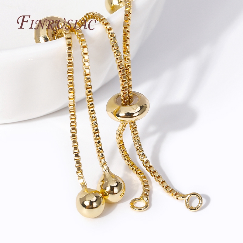 Componente de pulsera de cadena de caja chapada en oro de 18 quilates con cuentas de inserción de silicona para collar DIY, accesorios para hacer joyas al por mayor