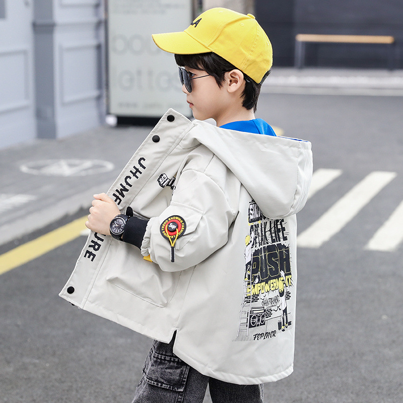 Chaqueta con capucha para niños y adolescentes, prendas de vestir a la , abrigos deportivos de lana, cortavientos, chaquetas de otoño