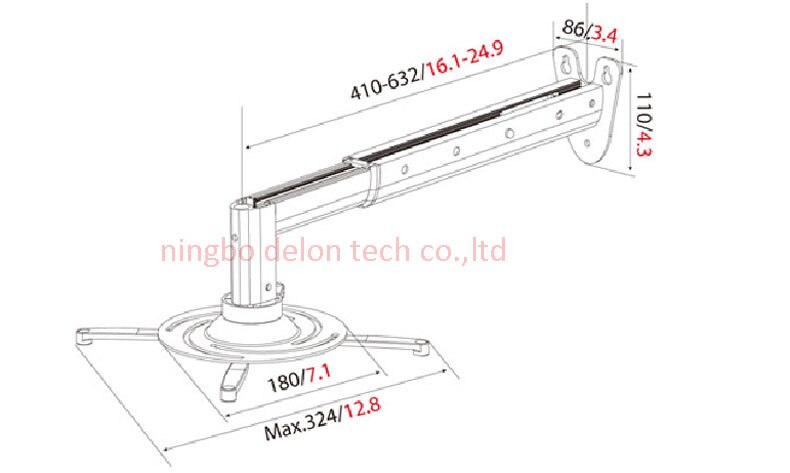 DL-PM212 aluminum short throw tiltable ALUMINUM universal projector bracket wall mount rack
