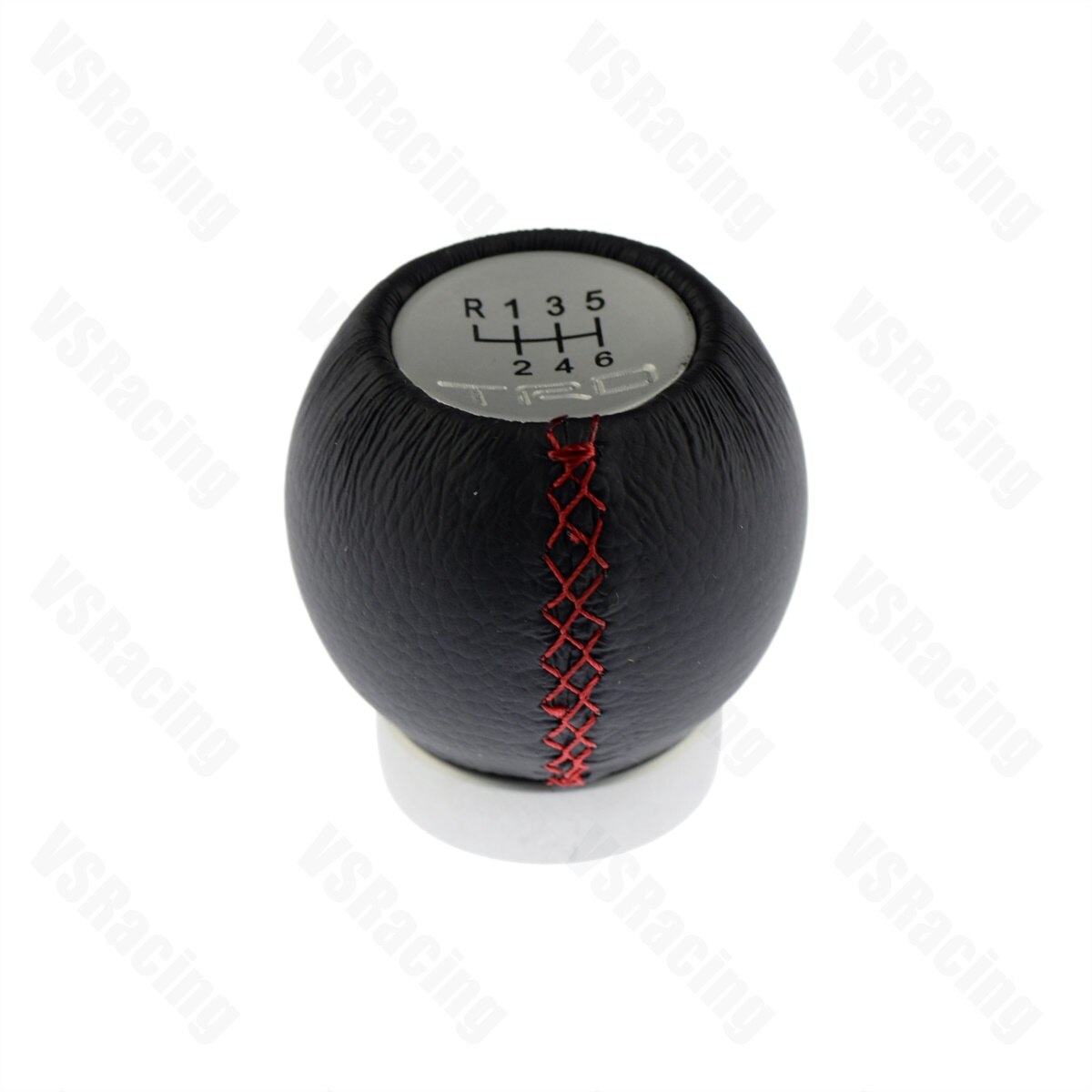 Universal TRD Racing Car Shift Gear Knob, Manual Billet Aluminum Gear Knob with Leather Cover 6 Speed