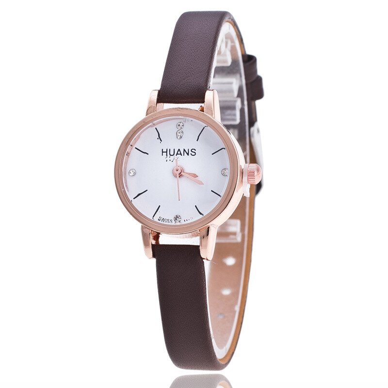 Damklocka dam enkel tunn läderrem kvartsklocka damarmbandsur relogio feminino montre relogio feminino mujer: C