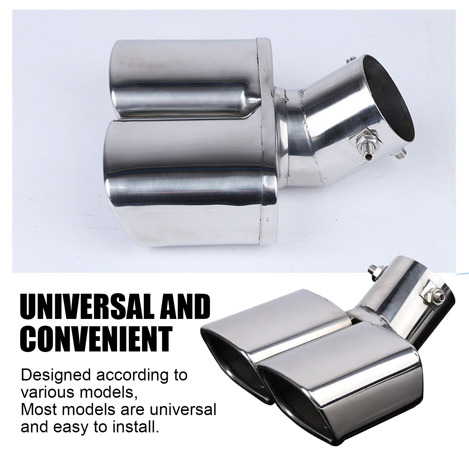 Embout de silencieux d'échappement universel en acier inoxydable, embout carré, un changement, deux accessoires pour voiture Double