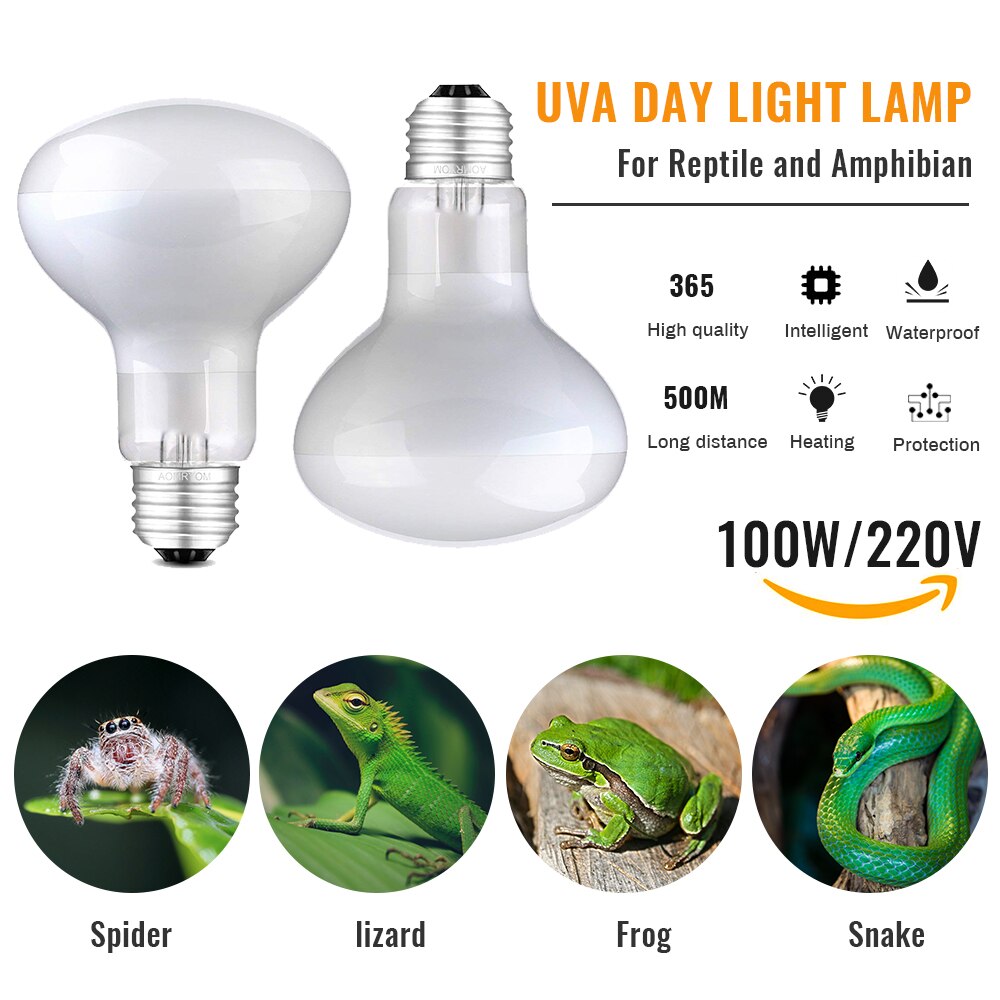Basking Spot Heat Lamp Reptile Turtle Waterproof Heating Habitat Light Warmer 25/40/50/60/75/100W 220V UVA Light Bulbs #15: G226091A