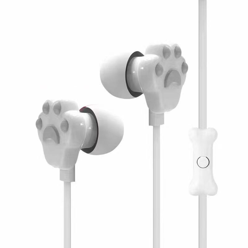 Cat Paw Earbuds Stereo 3.5mm In-Ear Headphones with Mic Earpiece Sports Wired Headset for Smartphone MP3 iPad PC Music: green