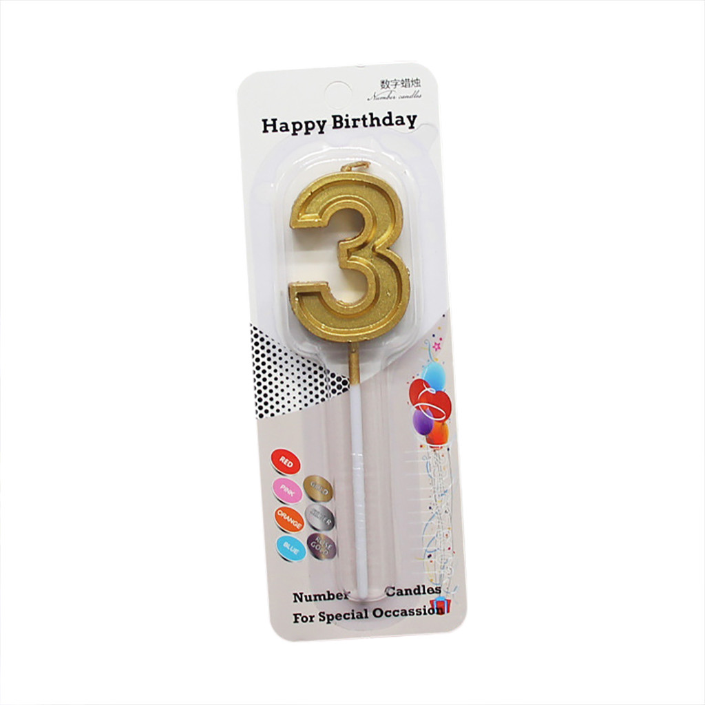 1pc paillettes or R 0-9 nombre bougies joyeux anniversaire gâteau Topper ornements Cupcake décoration cire artisanat fête d'anniversaire fournitures: C