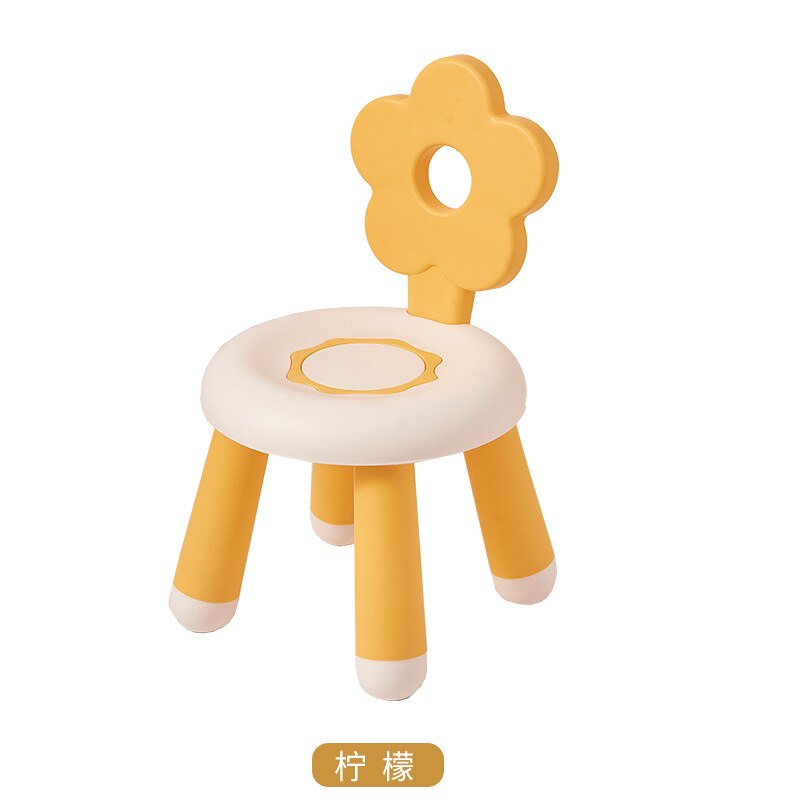 Kids Stool round Small Stool Cute Backrest Children's Footboard Baby ​Girls Boys Chair Sun Flower Plastic Thickened: 6