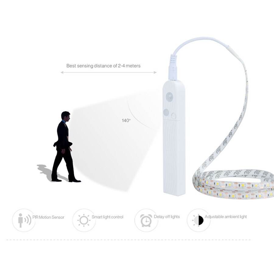 1-3M PIR Motion Sensor Nachtlampje 5V 2835 SMD Flexibele LED Strip Usb-poort Trappen Keuken light Kast TV Backlight Verlichting
