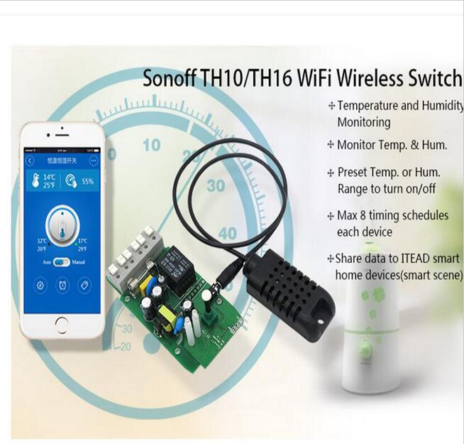 Itead Sonoff TH 10A/16A Temperatuur Vochtigheid Monitor WiFi Draadloze Smart Switch Voor Smart Home met timing functie