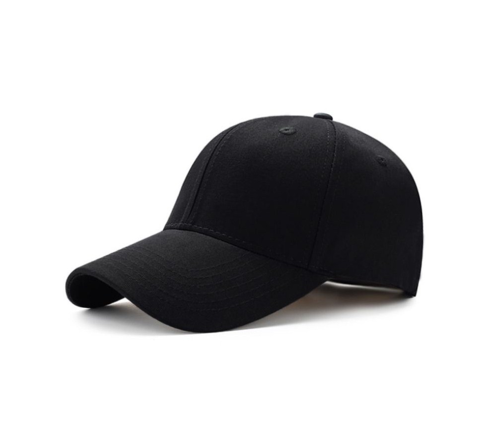 Mænd kvinder almindelig buet solskærm baseball cap hat ensfarvede justerbare kasketter: Sort