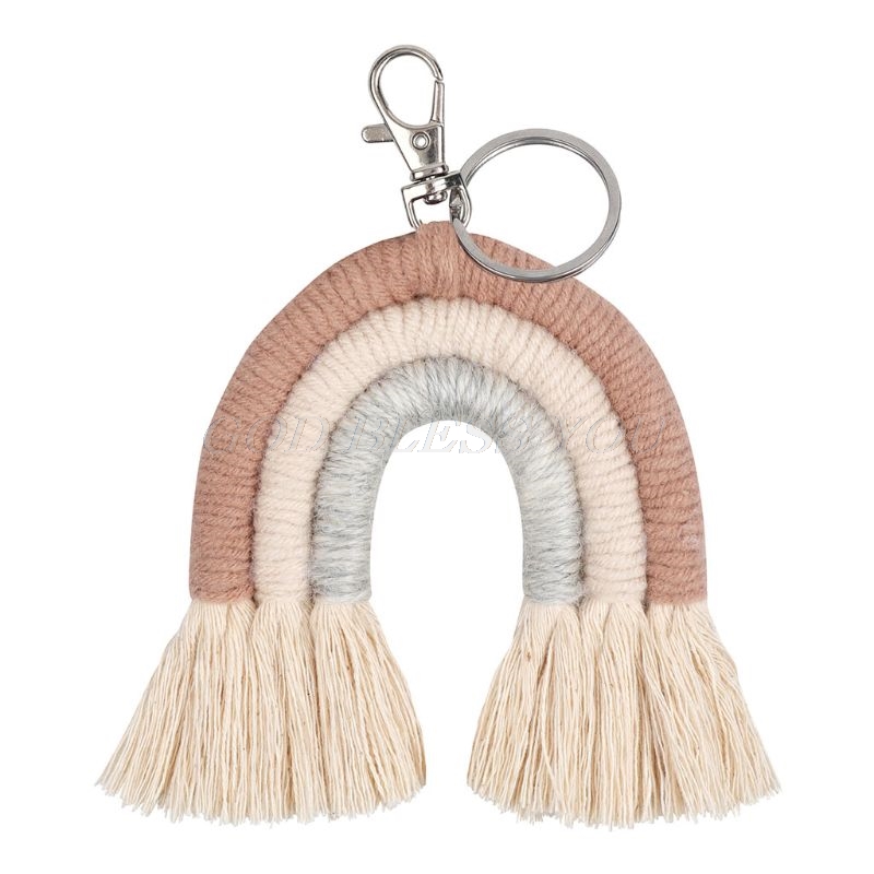 Vævning regnbue nøgleringe til kvinder boho håndlavet nøgleholder nøglering macrame taske charme bil hængende smykker: Tast 45