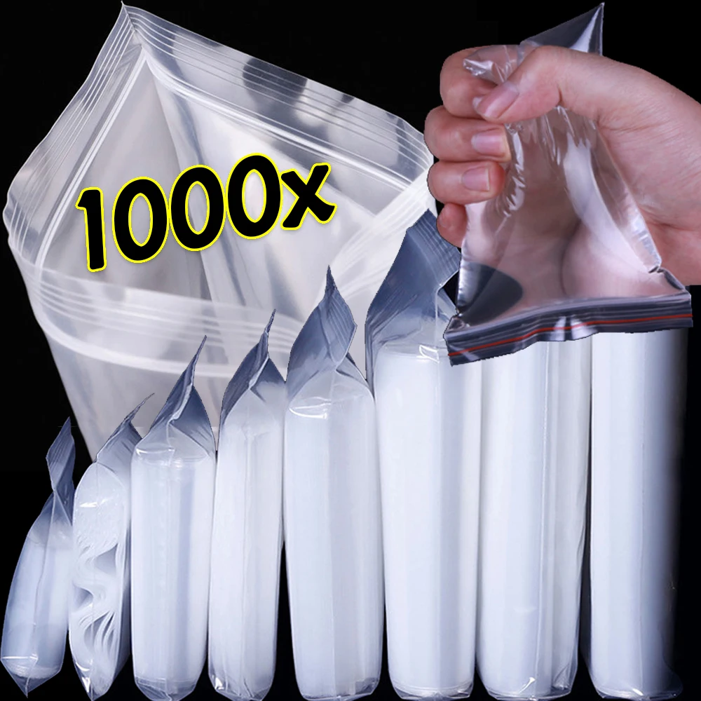 Små plastposer med glidelås, gjenlukkbare gjennomsiktige poser, vakuumoppbevaringspose, klare poser med glidelås, matoppbevaring