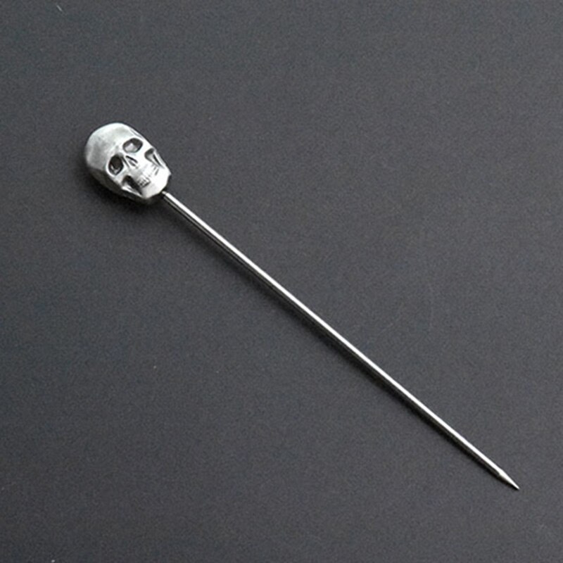 QuickDone 1PC Stainless Steel Cocktail Fork Sign Cocktail Needle Bar Party Props Skull Pattern Bar Accessories AKC5123: Skull