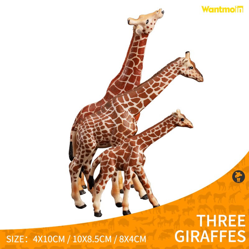 Safari Animals Figures Toys, Realistic Jumbo Wild Zoo Animals Figurines Large- Plastic Playset with Elephant, Giraffe, Lion, etc: Three giraffes