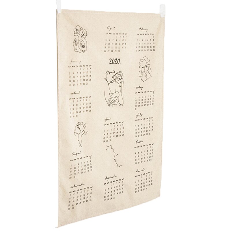 Big Size or Calendar Fabric Printed Wall Calendar Yearly Diary Study Planner Advent Calendar Cloth Wall Hanging Decor