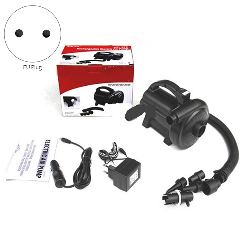 Auto Oplaadbare Elektrische Luchtpomp Deflate Kussen Opblaasbare Boot Hogedruk Luchtcompressor Led Indicator Eu Plug