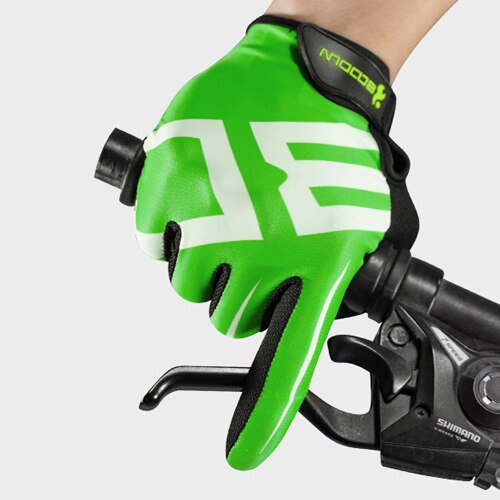 Boodun ademende heren fiets handschoenen lange vingers met gel pad schokbestendige sport handschoenen mtb racefiets mountainbike fiets handschoenen: Groente / Xl
