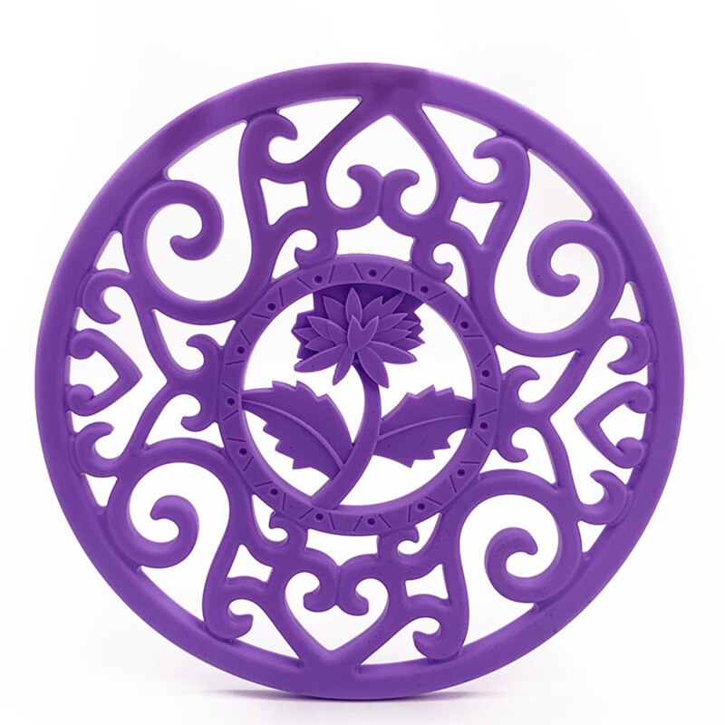 Exquisite Cast Iron Teapot Trivets Teapot Holder Chrysanthemum Pattern Pot Mat Kitchen Teaware Tea Ceremony Accessories: purple