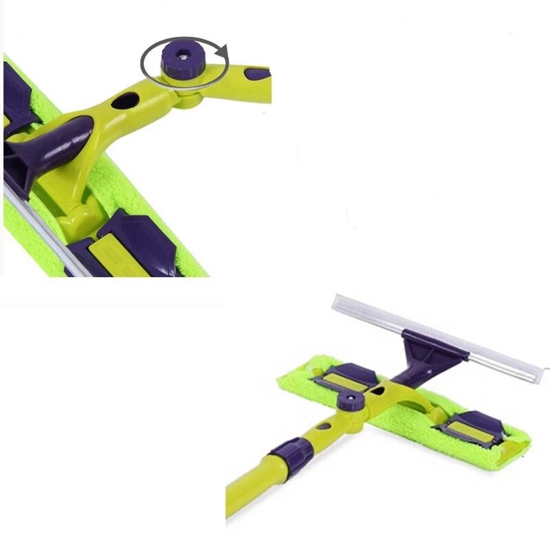 Window Glass Double-sided Rotating Cleaning Mop Telescopic Rod Window Cleaner Squeegee Wiper Long Handle