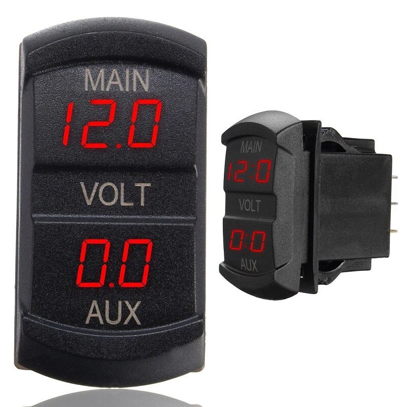 LED DC 10-60V Dual Voltmeter Gauge Voltage Panel Meter Display DC12v