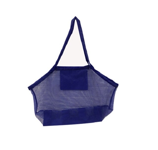 Portable Foldable Kids Beach Toys Mesh Bag Children Bath Beach Toys Pouch Bag Child Baby Large Mesh Tote Baskets Storage Bag: navy