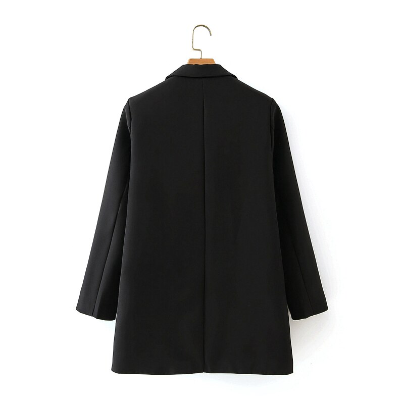 ZXQJ femmes noir vestes costume dames décontracté deux pièces ensemble vintage femme mince longues blazers filles chic costumes