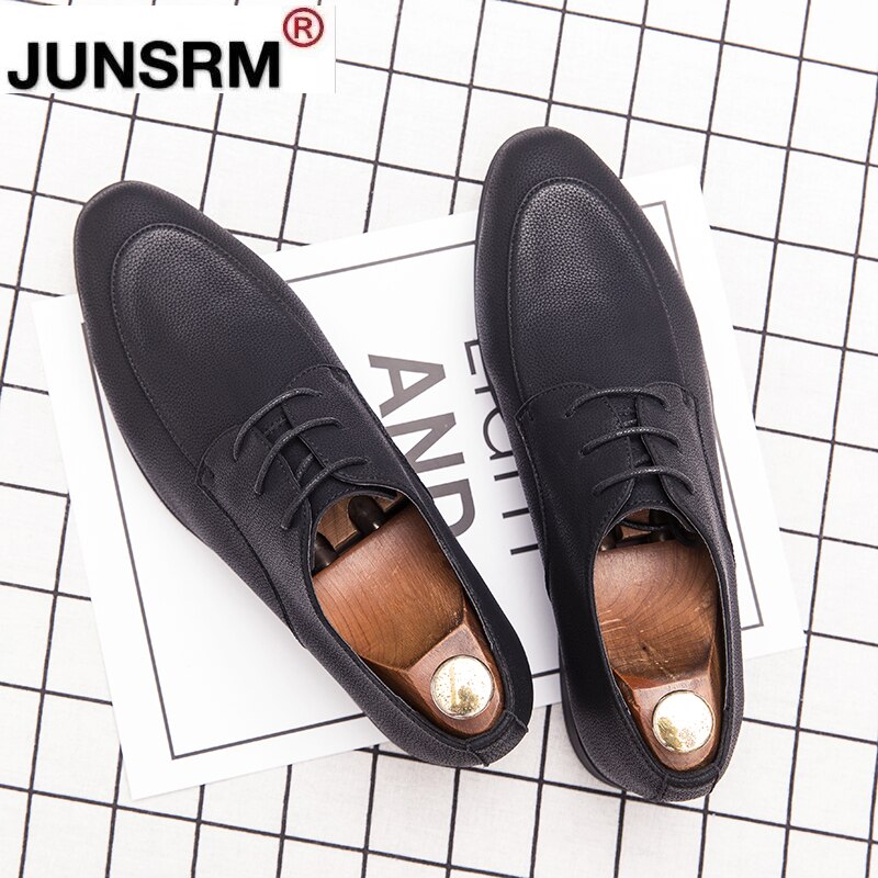 Mannen Lederen Schoenen Minimalistische Klassieke Zwart Derby Schoenen Basic Formele Zakelijke Office Schoenen Ronde Neus Platte Bruiloft Bruidegom Schoenen