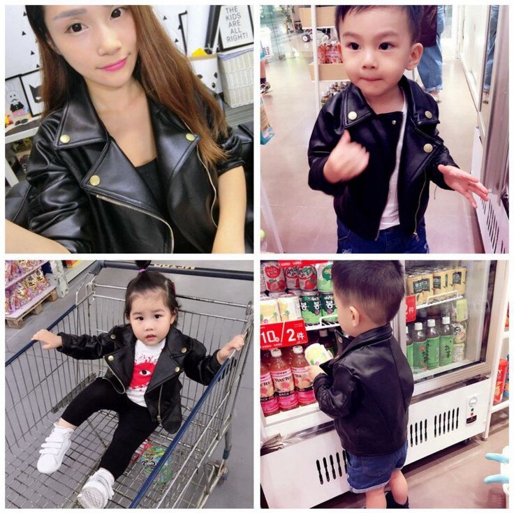 Girls Pu Zipper Jackets Cool Jacket for Girl 12M - 6 Years Baby Boys Kids Leather Coat Windbreaker Clothing Children's Outerwear