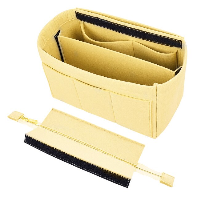 Toilettas voor meisjes, make-uptas van vilt, organizer voor dames, vilten inlegtas voor handtas, multifunctionele reistas voor cosmetica: Geel