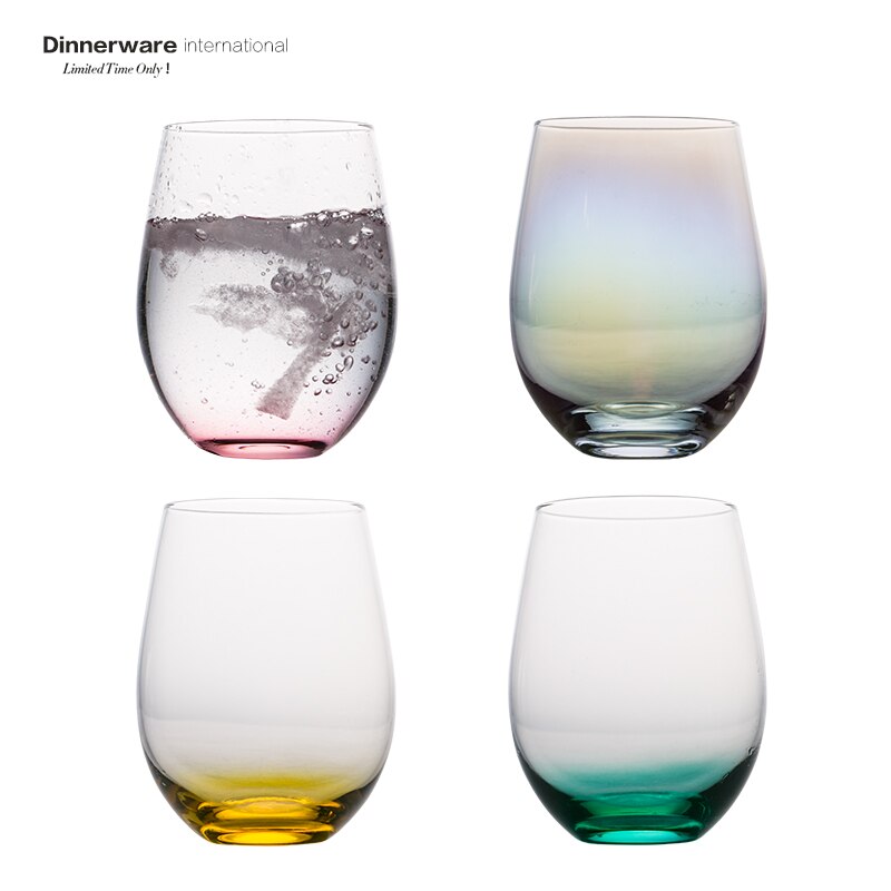 Glassett farge stjerneklar eggformet glassjuicekopp 560ml