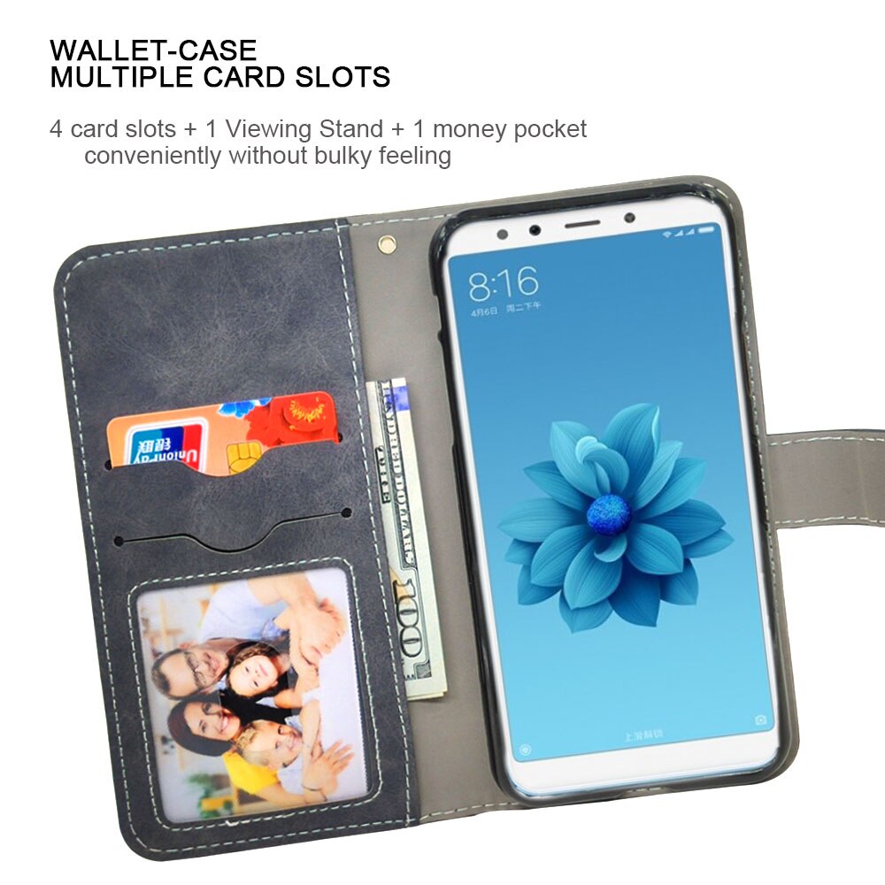 Funda Vintage de lujo para Xiaomi Mi 5, 5c, 5s Plus, 5X, 6, 6X, Play, Cartera de silicona con tapa de cuero, TPU con tarjetero
