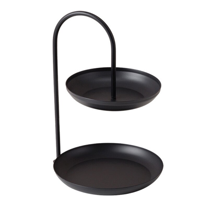 Light Luxury Iron Double-layer Jewelry Display Rack Family Party Dessert Fruit: BK