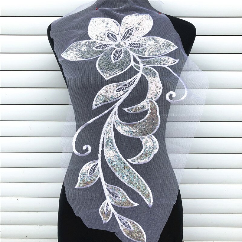 Pailletten Patch Borduurwerk Bloem Applique Pailletten Stof voor Kleding Rose Blauw Gouden Rood Naaien Patches DIY: AB