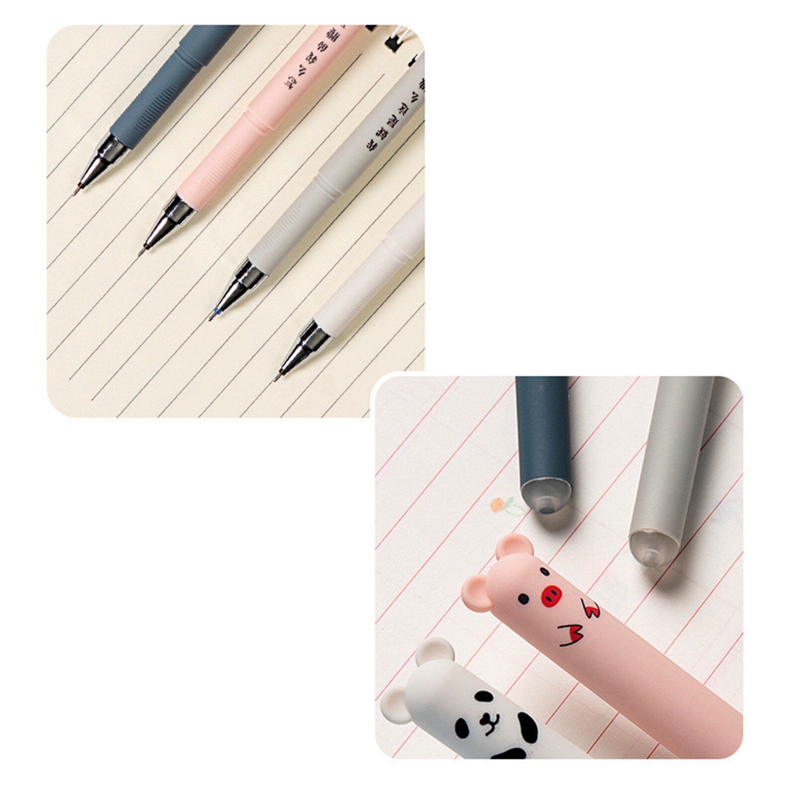 4 Pièces/ensemble Kawaii Cochon Ours Chat Souris Stylo Gel Effaçable École Fournitures De Bureau Papeterie 0.35mm Bleu Encre Noire