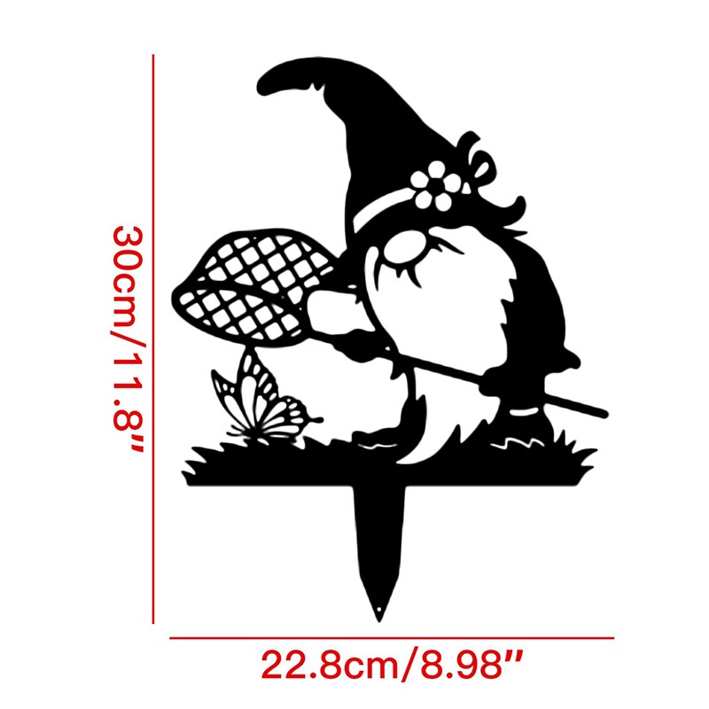 1/3 PCS Rustic Black Gnomes Silhouette Cute Metal Gnome Garden Statues Decorative Garden Stake For Yard Lawn Outdoor Decoration: A