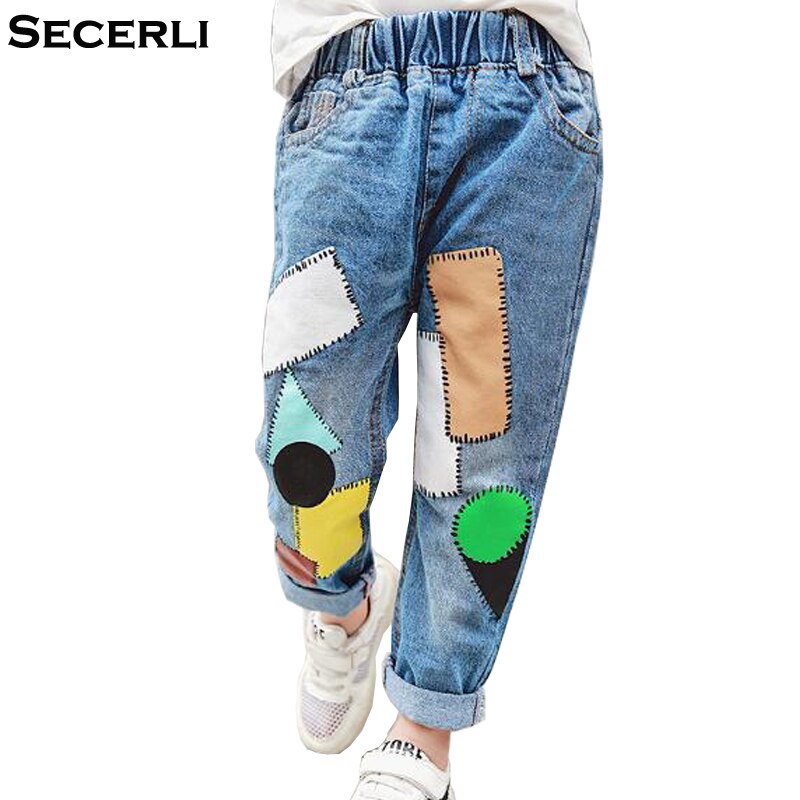 Børn piger drenge jeans bukser farverige patchwork 2 to 12 år børn jeans denim bukser 6 8 10 år dreng casual jeans