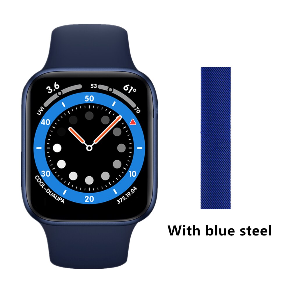 Cobrafly IWO DW35 Smart Uhr 1,75 zoll Bildschirm 44MM Bluetooth Anruf Drahtlose Ladegerät herren Uhren Körper Temperatur PK i8 pro HW16: B add blue steel