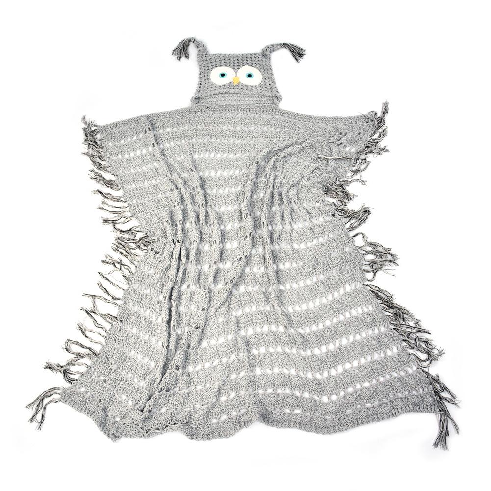 Crochet à capuche hibou couverture Animal hibou Style Poncho nouveauté garçons filles enfants tricoté à capuche Poncho couverture pour enfant adulte
