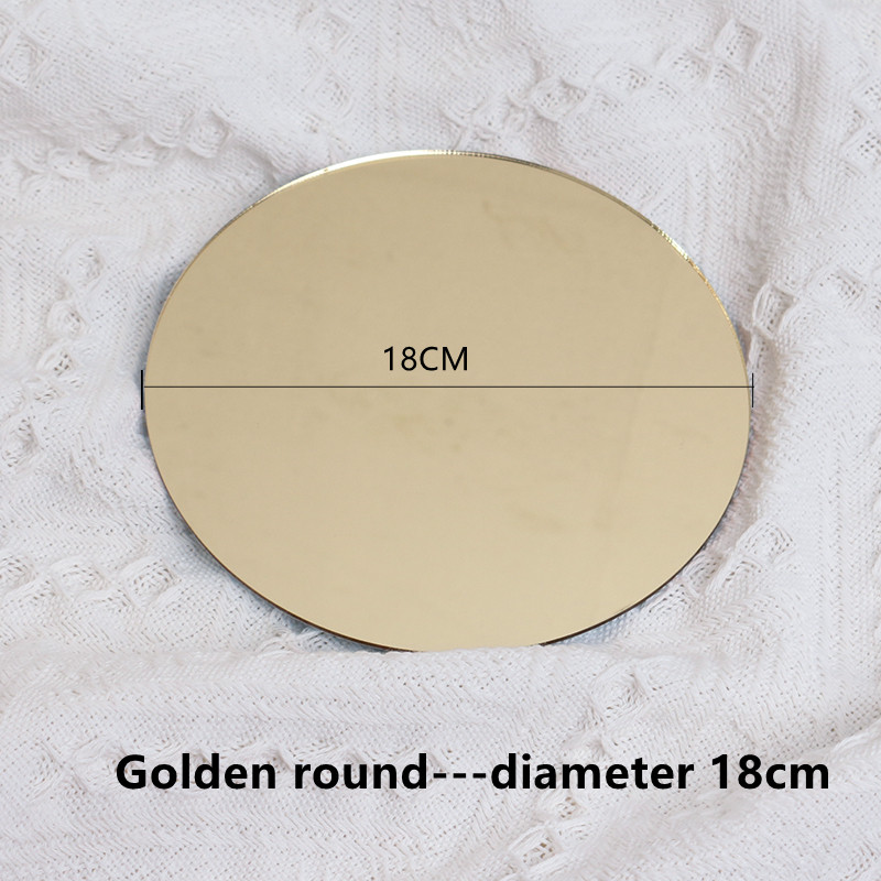 Acrylic Mirror Board Cosmetics Photography Backdrops Birthday Room Decoretiong Ornaments Photograthy Props for Photo Studio: Golden Circular 18cm