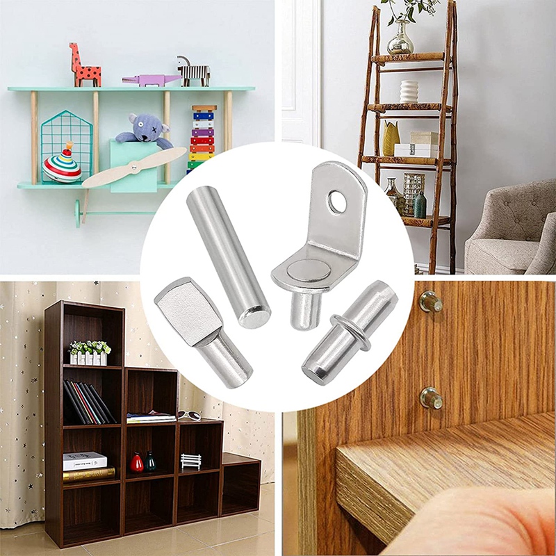 ! 104Pcs Shelf Pins Kit,4 Styles Nickel Plated Shelf Support Pegs,Bookshelf Pegs For Shelves,Cabinet Shelf Bracket Pegs