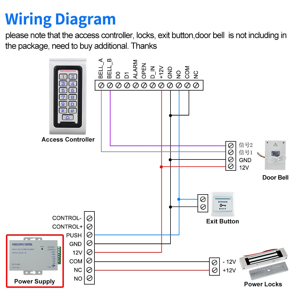 110-240VAC to 12VDC 3A Access Control Power Supply Controller Switch For Door Access Control System/Video Intercom System K80