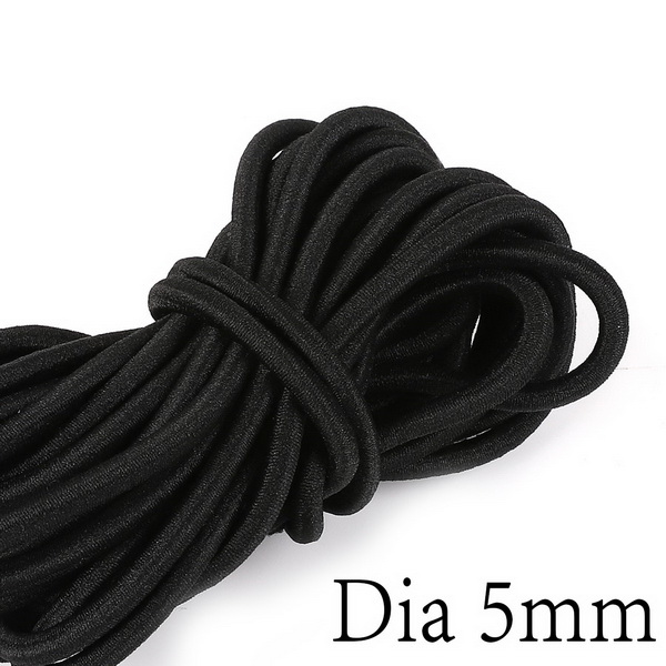 1mm/1.5mm/2mm/2.5mm/3mm/4mm/5mm hoogwaardige 2 meters Ronde Elastische Band Elastisch Touw Zwart Rubberen Band DIY Naaien Accessoires: 5mm Black