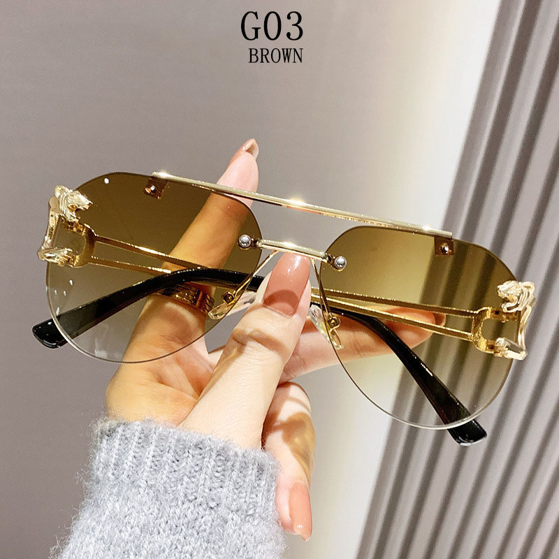 Bezramkowe designerskie okulary przeciwsłoneczne damskie modne luksusowe modne okulary przeciwsłoneczne męskie okulary w stylu vintage Lentes De Sol Mujer Lunette Soleil Femme: Niebieski