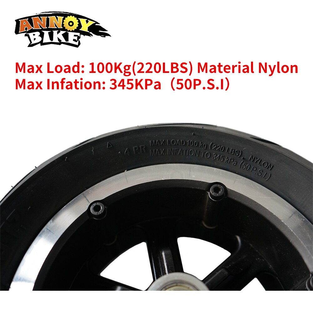 Pneu de nylon, roda dianteira de bicicleta elétrica 10 20x4.50-6, peso de carga de 100kg com acessórios de eixo para bicicleta