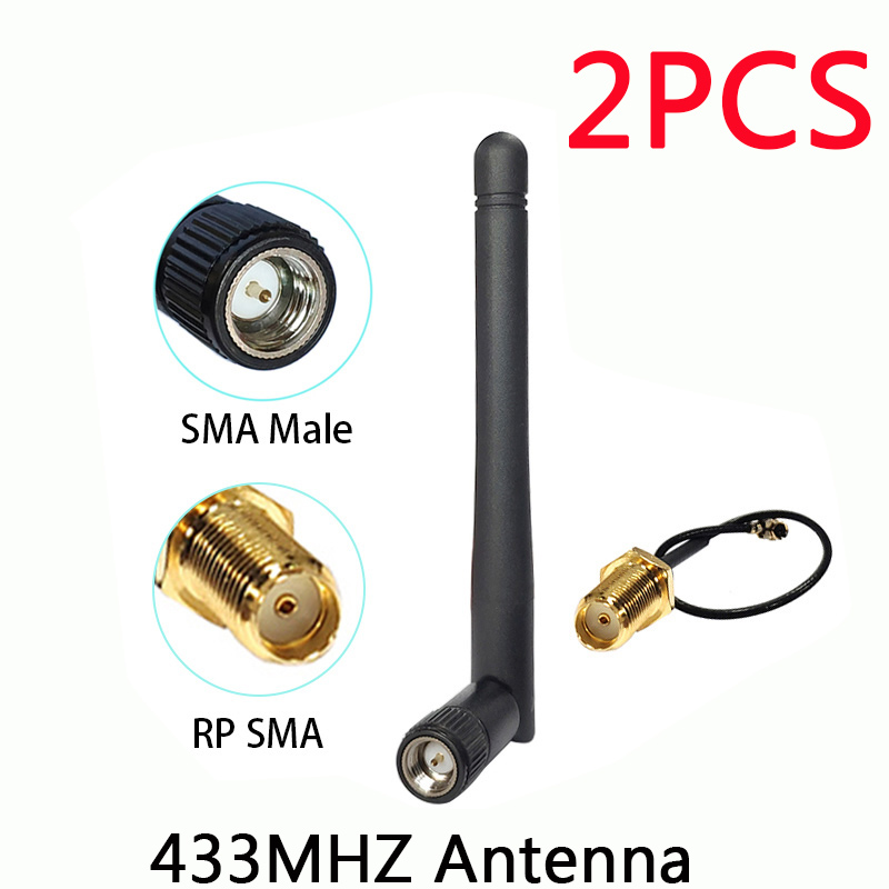 433Mhz Antenna 3dbi lora GSM 433 IOT SMA Male Connector Aerial antena 433m RP-SMA SMA female to Ufl./IPX Extension Pigtail Cable: 2PCS M