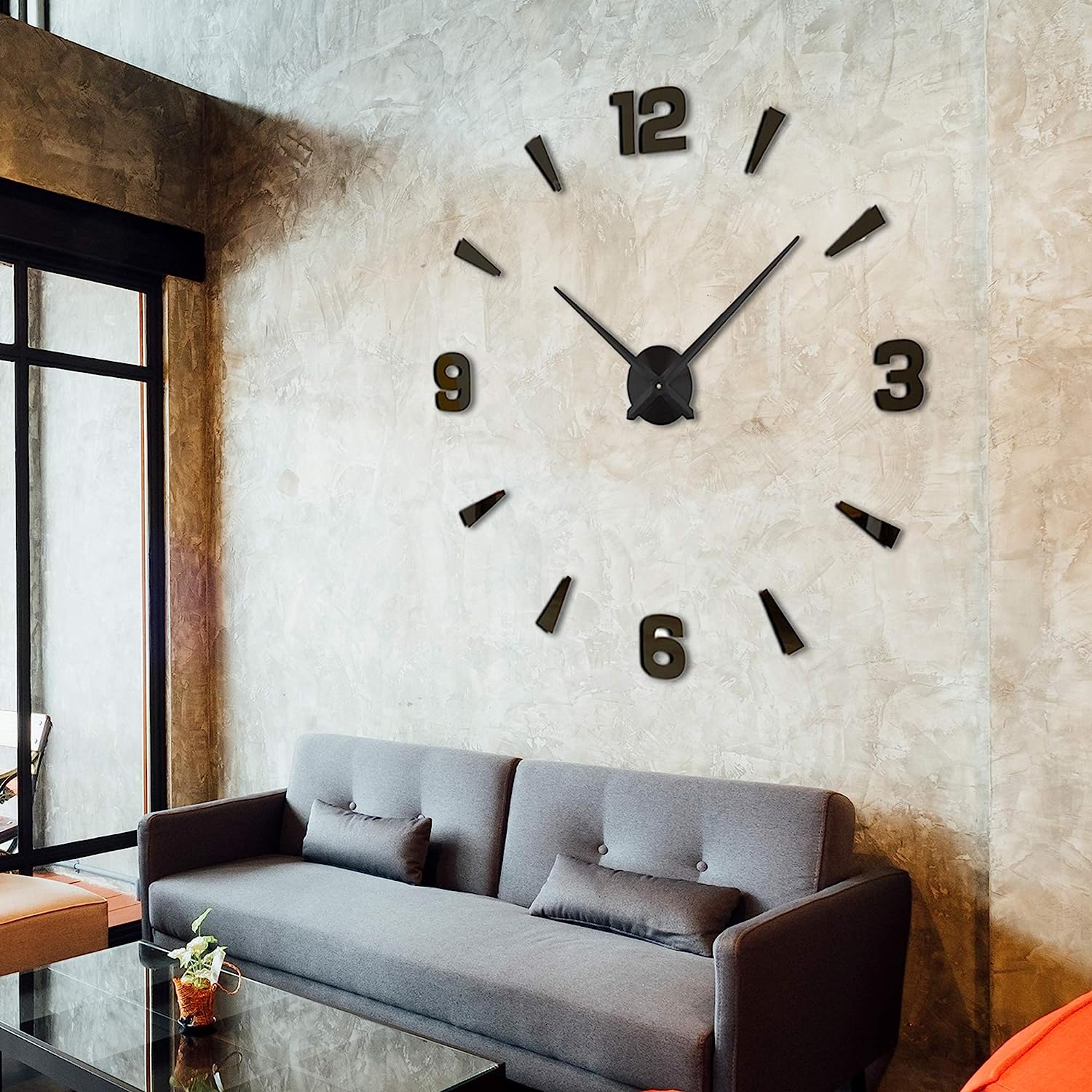 Relógio de parede moderno de 27 "~ 47", para decoração de sala de estar, sem moldura, faça você mesmo, com número de espelho, adesivo para decoração de quarto de casa